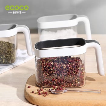 ECOCO Spice Rack Organizer Μπολ Ζάχαρης Αλατιέρα Δοχείο καρυκευμάτων Κουτιά μπαχαρικών με κουτάλια Αποθήκευση προμηθειών κουζίνας