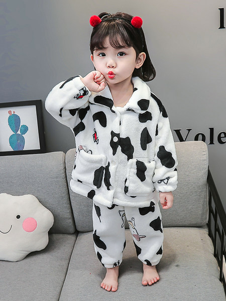 Ležérne zimné dvojdielne plyšové pyžamo s aplikáciou pre dievčatá