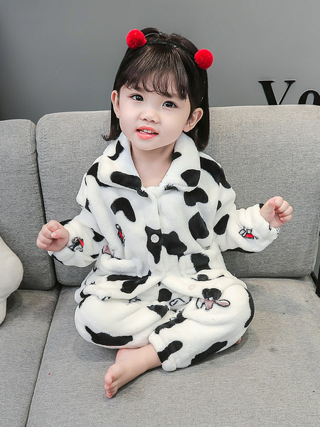 Ležérne zimné dvojdielne plyšové pyžamo s aplikáciou pre dievčatá