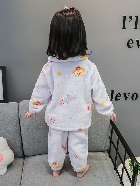 Ležérne zimné dvojdielne plyšové pyžamo s aplikáciou pre dievčatá
