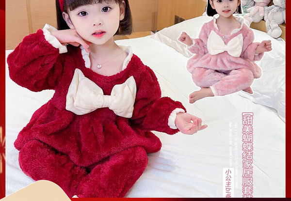 Teplé jesenno-zimné dvojdielne pyžamo pre dievčatá