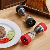 85LA 2 v 1 mlynček na soľ a korenie, manuálny obrusovač, nastaviteľné rukoväte od jemného po hrubé mletie, mlynček na korenie v tvare presýpacích hodín