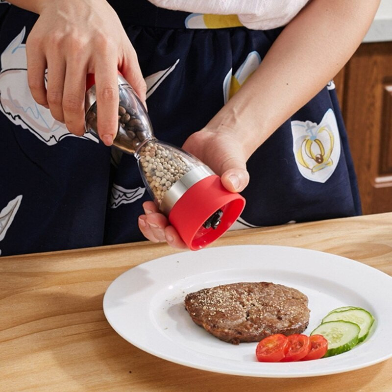 85LA 2 v 1 mlynček na soľ a korenie, manuálny obrusovač, nastaviteľné rukoväte od jemného po hrubé mletie, mlynček na korenie v tvare presýpacích hodín