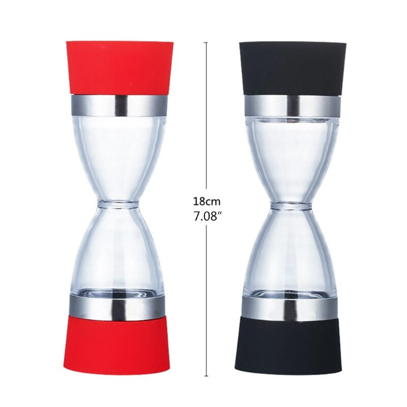 85LA 2 v 1 mlynček na soľ a korenie, manuálny obrusovač, nastaviteľné rukoväte od jemného po hrubé mletie, mlynček na korenie v tvare presýpacích hodín