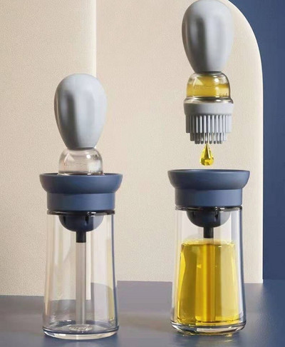 180ml silikónová fľaša na kuchynský olej 2 v 1 kvapkadlo na grilovanie, odmerka na olej, štetec na olej na grilovanie, sprej na olej, fľaša na varenie