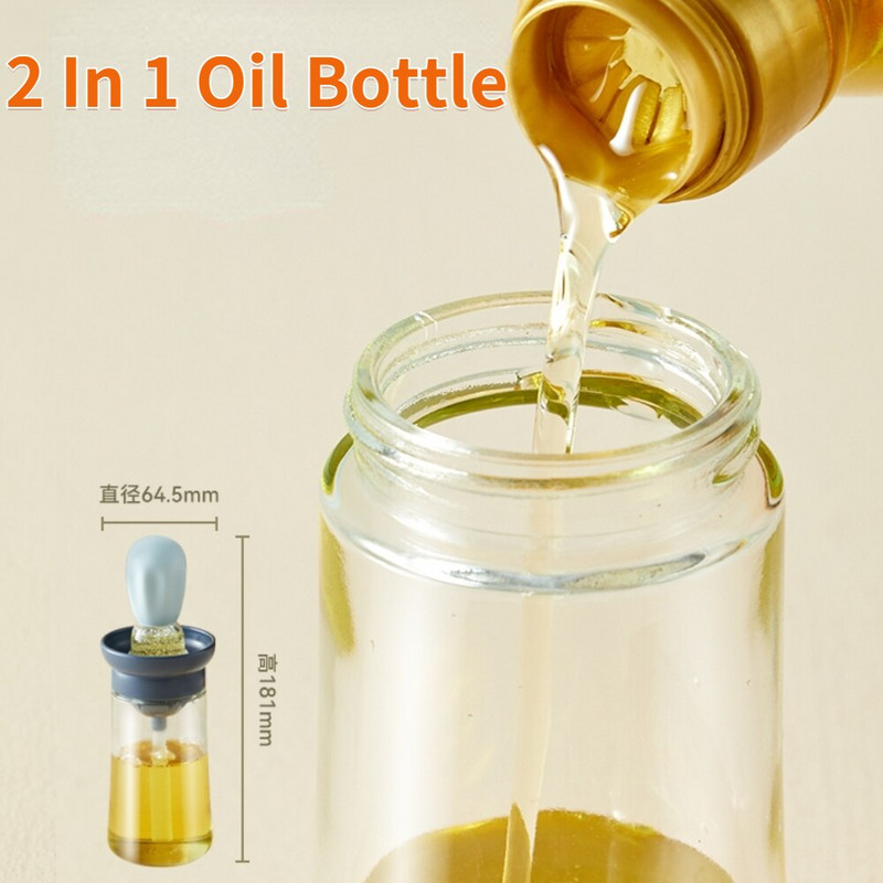 180ml silikónová fľaša na kuchynský olej 2 v 1 kvapkadlo na grilovanie, odmerka na olej, štetec na olej na grilovanie, sprej na olej, fľaša na varenie