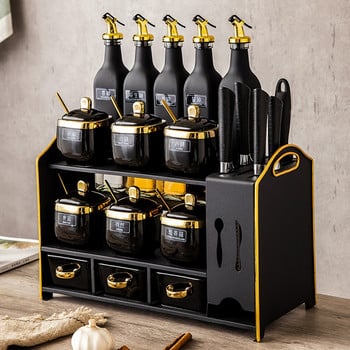 Nordic Modern Spice Jar Rack Κεραμικό κουτί αποθήκευσης αλάτι πιπέρι Βάζο ζάχαρης με καπάκι Αξεσουάρ κουζίνας Especiero