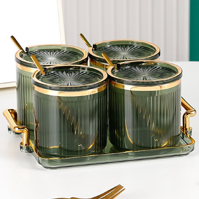 4x fľaše na korenie s viečkami, šetria miesto, ľahko čistiteľná sada fliaš na korenie, organizér na soľ a korenie