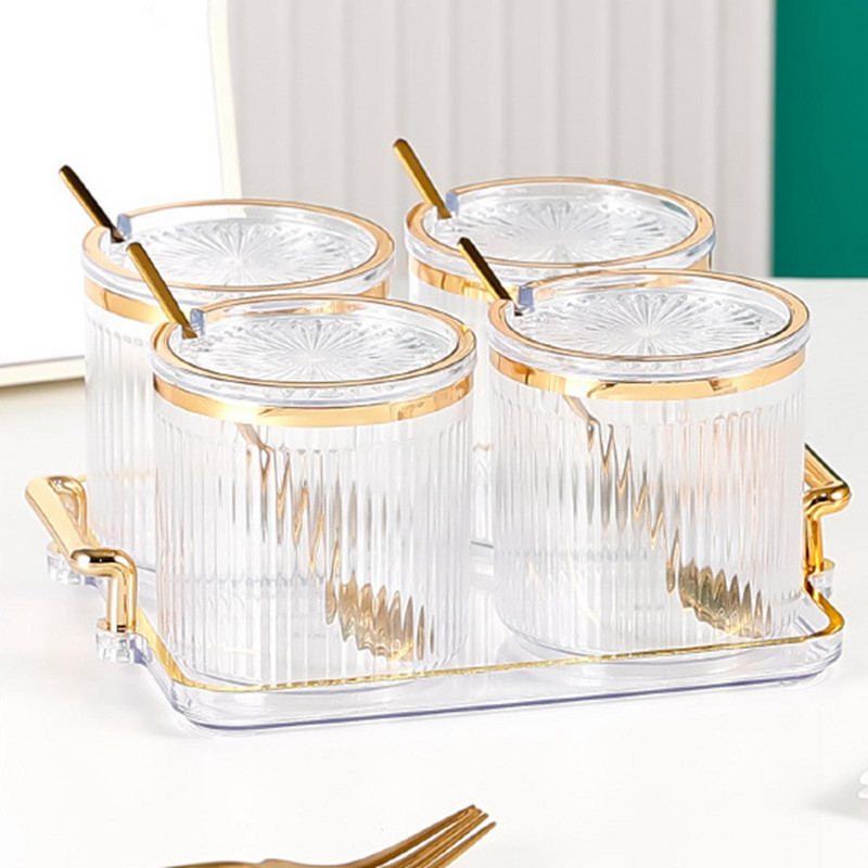 4x fľaše na korenie s viečkami, šetria miesto, ľahko čistiteľná sada fliaš na korenie, organizér na soľ a korenie