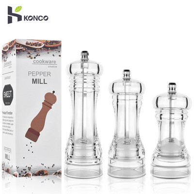 Konco Akrylový mlynček na korenie a soľ, mlynček na korenie, ručný mlynček na korenie, mlynček na soľ a korenie, kuchynský gadget