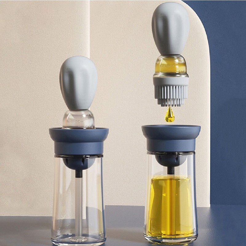 Silikónová kefka na fľaše s olejom, sklenená nádoba, kuchynská pumpička na olivový olej, ocotový sprej, BBQ riad, dávkovač na korenie