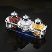 Kosoštvorcový organizér na korenie, kryt na lyžicu, integrovaná sklenená soľnička a korenička, nádoba na cukor pre domácnosť, sada kuchynských pomôcok