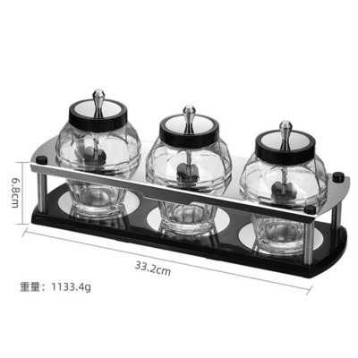 Kosoštvorcový organizér na korenie, kryt na lyžicu, integrovaná sklenená soľnička a korenička, nádoba na cukor pre domácnosť, sada kuchynských pomôcok