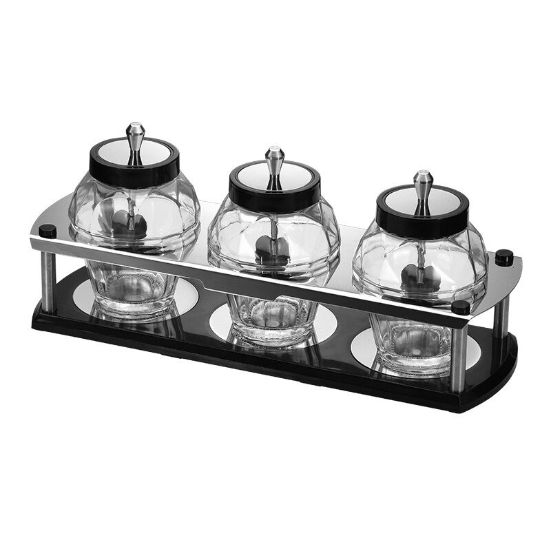 Kosoštvorcový organizér na korenie, kryt na lyžicu, integrovaná sklenená soľnička a korenička, nádoba na cukor pre domácnosť, sada kuchynských pomôcok