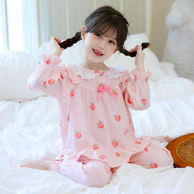 Pamučna dvodijelna pidžama dugih rukava za djevojčice