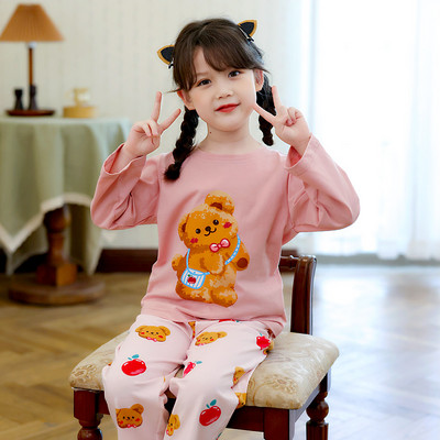 Pamučna dvodijelna pidžama dugih rukava za djevojčice