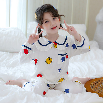 Pamučna dvodijelna pidžama dugih rukava za djevojčice