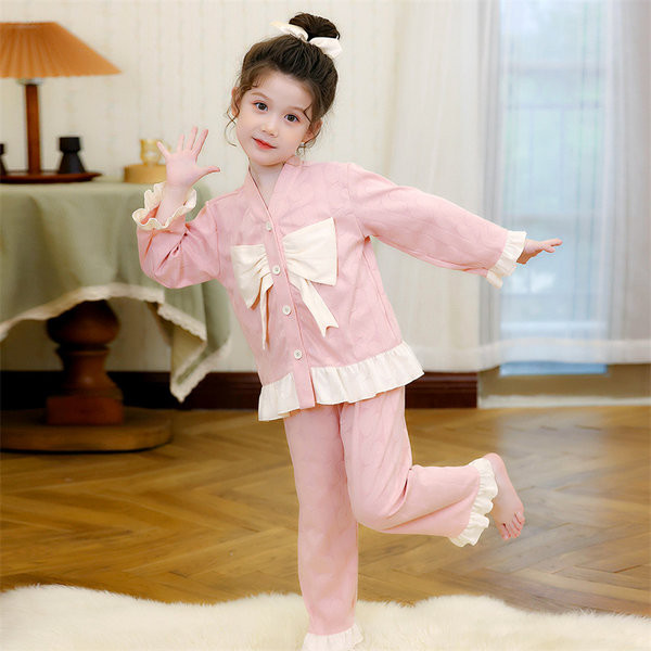 Pamučna dvodijelna pidžama dugih rukava za djevojčice