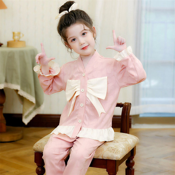 Pamučna dvodijelna pidžama dugih rukava za djevojčice