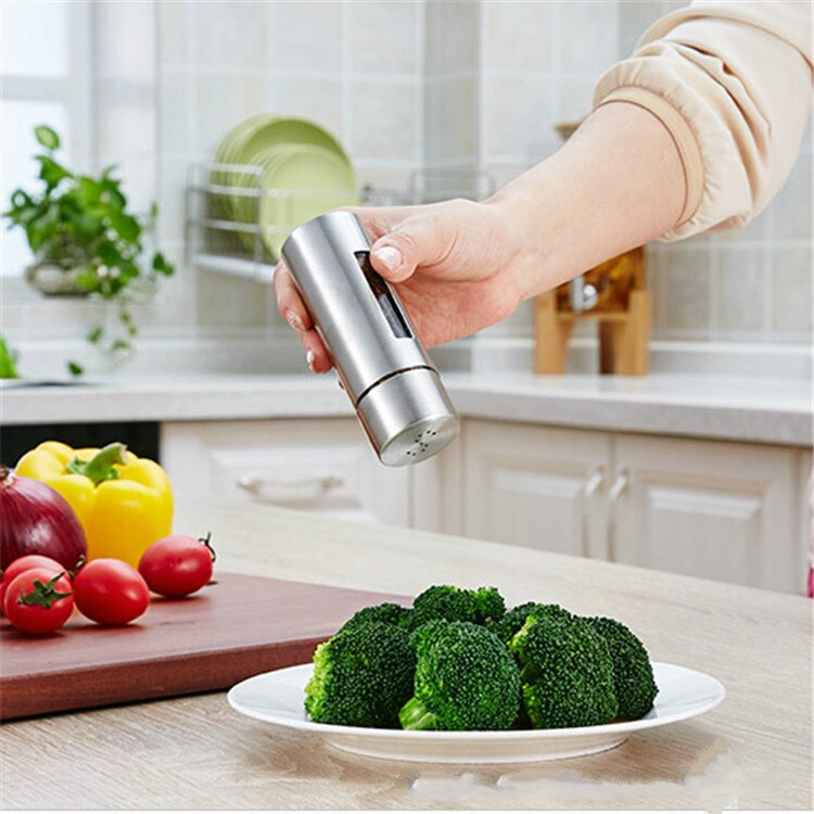 Sada nerezovej ocele na soľ a korenie, bez zápachu, nádoba na korenie so stojanom, krabička na korenie, fľaša na korenie, kuchynské náradie