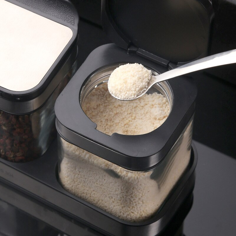 Sada fliaš na korenie z nehrdzavejúcej ocele 304, soľnička s lyžičkou, vlhkoodolná sklenená fľaša na korenie