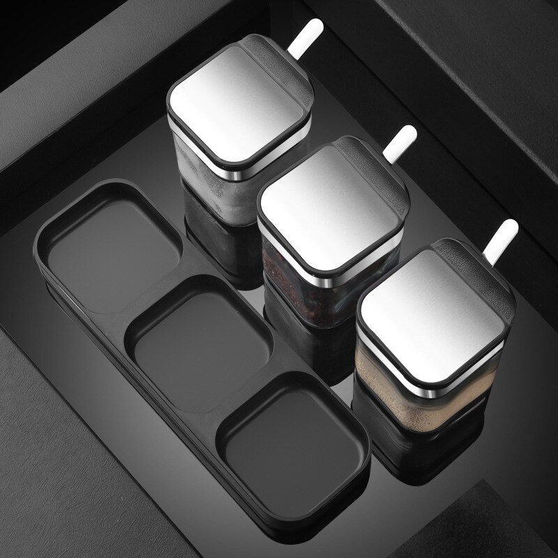 Sada fliaš na korenie z nehrdzavejúcej ocele 304, soľnička s lyžičkou, vlhkoodolná sklenená fľaša na korenie