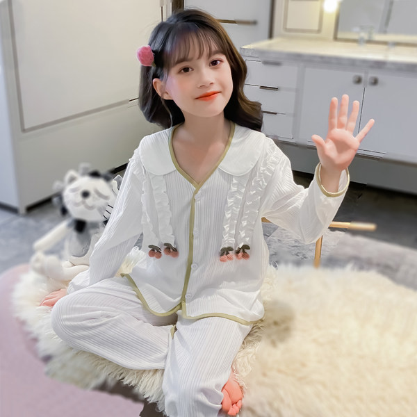 Bavlnené jarno-jesenné pyžamo s kučerami pre dievčatá