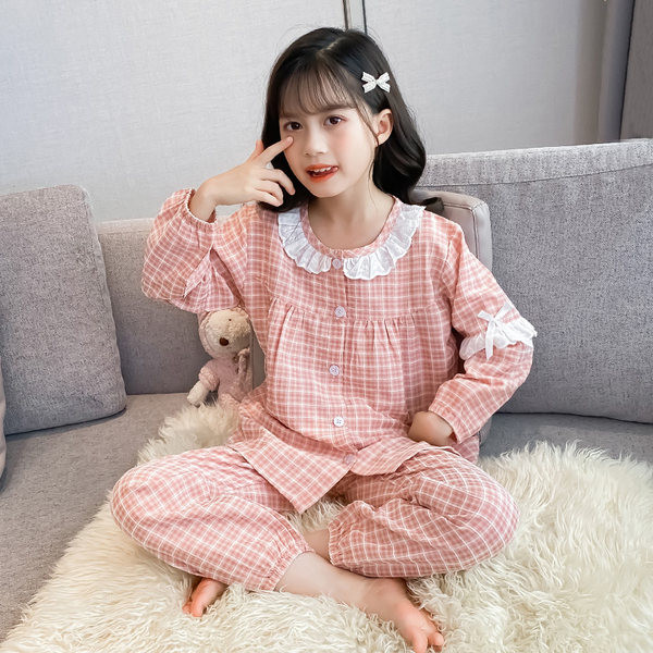 Detské kockované pyžamo pre dievčatá