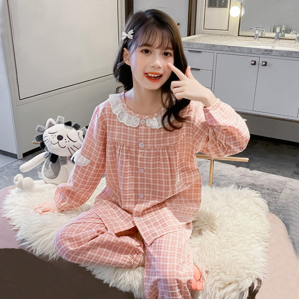Detské kockované pyžamo pre dievčatá