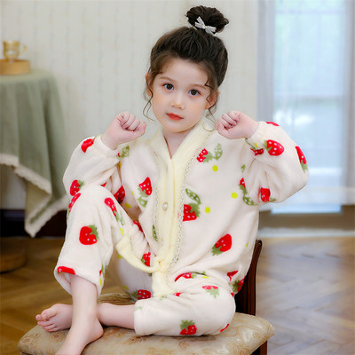 Detské páperové pyžamo s gombíkmi - dvojdielne