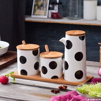 „Polka Dot“ keramikos prieskonių talpykla, prieskonių stiklainis, kombinuotas virtuvės prieskonių dėžutė „Nordic“ druskos plaktuvas – buitinės virtuvės reikmenys