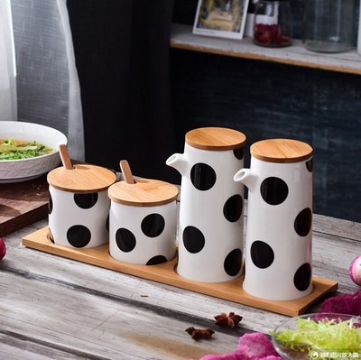 „Polka Dot“ keramikos prieskonių talpykla, prieskonių stiklainis, kombinuotas virtuvės prieskonių dėžutė „Nordic“ druskos plaktuvas – buitinės virtuvės reikmenys