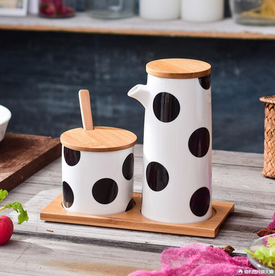 „Polka Dot“ keramikos prieskonių talpykla, prieskonių stiklainis, kombinuotas virtuvės prieskonių dėžutė „Nordic“ druskos plaktuvas – buitinės virtuvės reikmenys