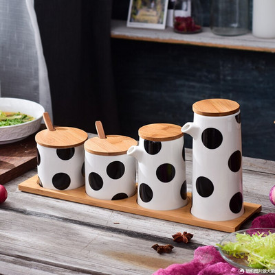 „Polka Dot“ keramikos prieskonių talpykla, prieskonių stiklainis, kombinuotas virtuvės prieskonių dėžutė „Nordic“ druskos plaktuvas – buitinės virtuvės reikmenys