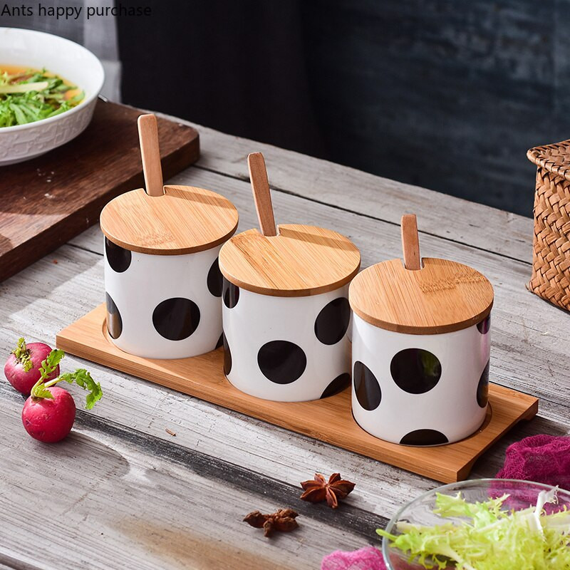 „Polka Dot“ keramikos prieskonių talpykla, prieskonių stiklainis, kombinuotas virtuvės prieskonių dėžutė „Nordic“ druskos plaktuvas – buitinės virtuvės reikmenys