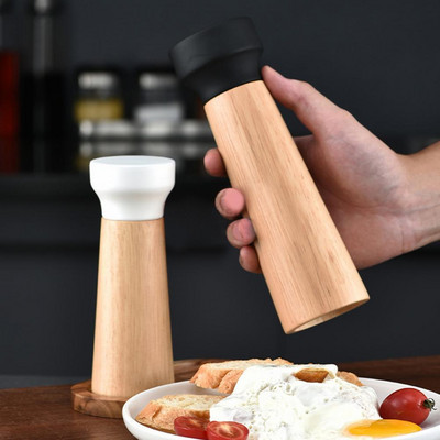 Nerezový mlynček na soľ a korenie, ručný mlynček na bylinky, nádoby na korenie, kuchynské pomôcky, fľaše na korenie, drevené
