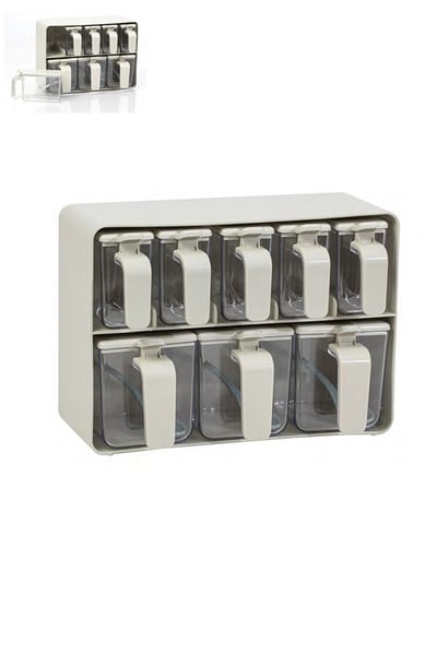 8 vnt. Skaidrus prieskonių indelio rinkinys Druskos ir pipirų prieskonių buteliukas spalvingas dangtelis virtuvės prieskonių kruopų laikymo talpyklos prieskonių lentynėlė