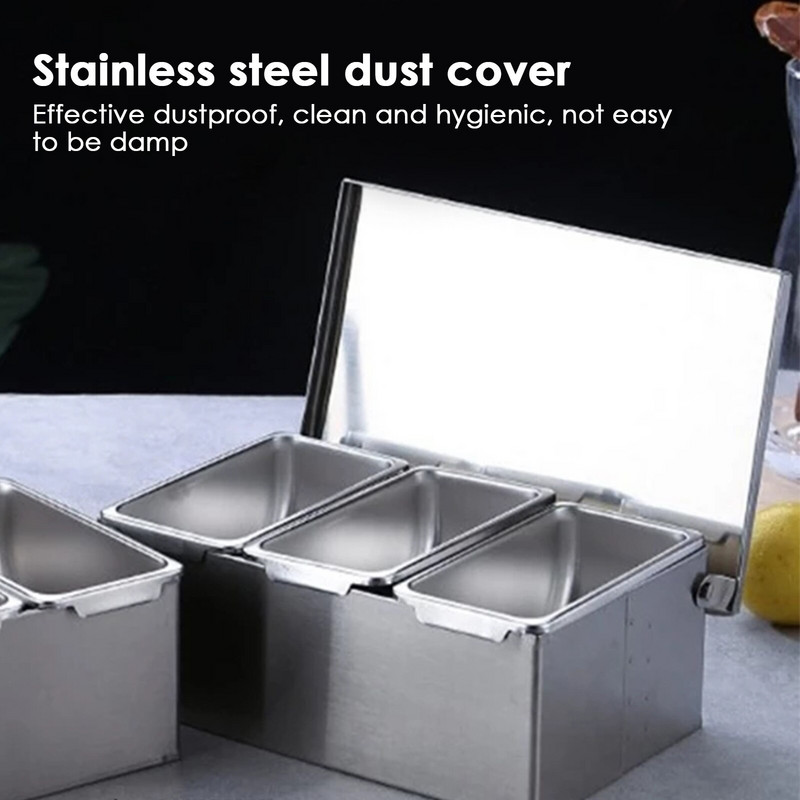 Sada odolných koriacich nádob z nehrdzavejúcej ocele, koreniaca krabička, koreniaca nádoba, stojan na korenie, štvorcová fľaša s krytom