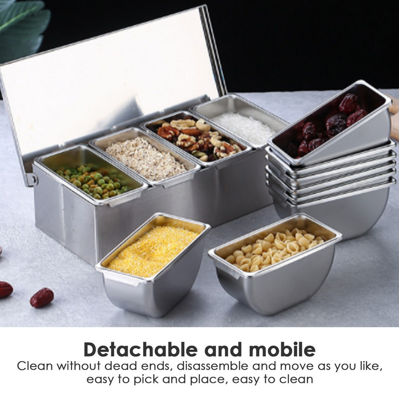 Sada odolných koriacich nádob z nehrdzavejúcej ocele, koreniaca krabička, koreniaca nádoba, stojan na korenie, štvorcová fľaša s krytom