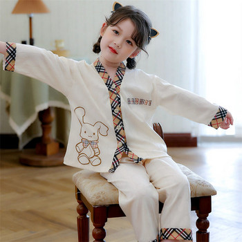 Детска пижама за момичета от две части - с бродерия
