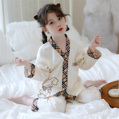 Dvodijelna dječja pidžama za djevojčice - s vezom