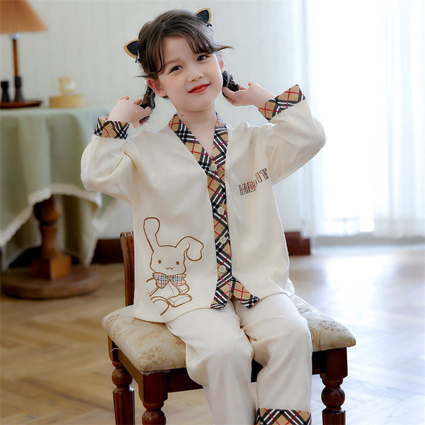 Dvodijelna dječja pidžama za djevojčice - s vezom