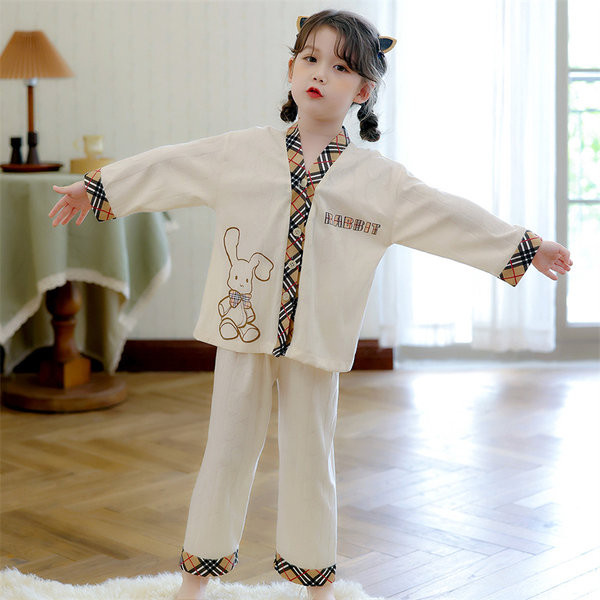 Dvodijelna dječja pidžama za djevojčice - s vezom