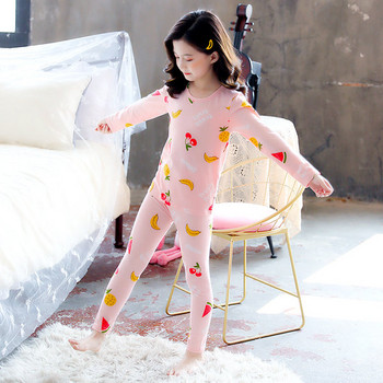 Памучна пижама за момичета от две части - различни десени