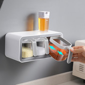 Nástenný držiak na korenie, cukor, soľ, korenie, stojan na korenie, plastové úložné boxy na korenie, držiak na korenie, kuchynské doplnky