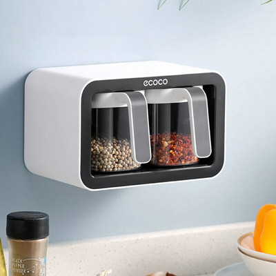 Nástenný držiak na korenie, cukor, soľ, korenie, stojan na korenie, plastové úložné boxy na korenie, držiak na korenie, kuchynské doplnky