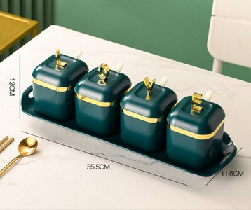 Ľahká luxusná pozlátená sada koreniacich boxov, vlhkoodolná koreniaca box, koreniaca fľaša, koreniaca fľaša, kuchynské potreby