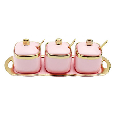 Kerámia fűszeres tégelyek készletek olaj szójaszósz ecet fűszeres üveg cukor tartály Só bors shakerek konyhai kiegészítők rendszerező