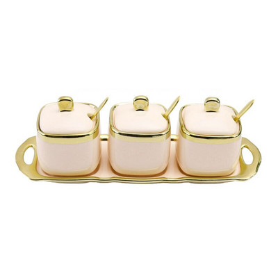 Kerámia fűszeres tégelyek készletek olaj szójaszósz ecet fűszeres üveg cukor tartály Só bors shakerek konyhai kiegészítők rendszerező