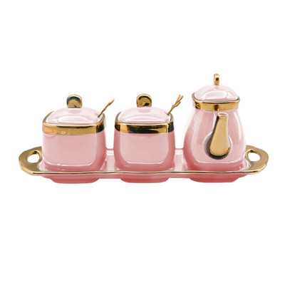 Kerámia fűszeres tégelyek készletek olaj szójaszósz ecet fűszeres üveg cukor tartály Só bors shakerek konyhai kiegészítők rendszerező